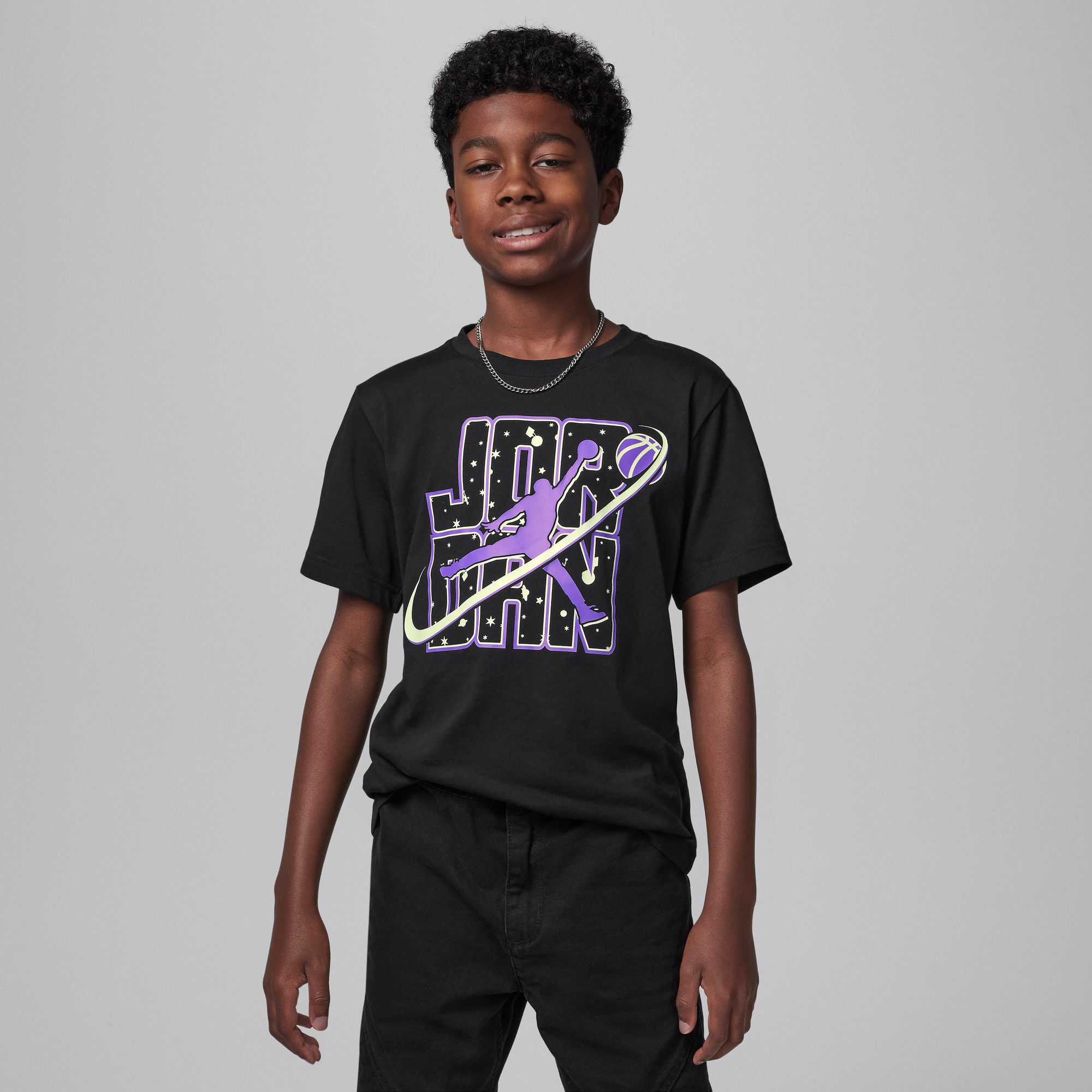 Clothing-Jordan, Jordan, Big Kids' Flight Galaxy Glow T-Shirt