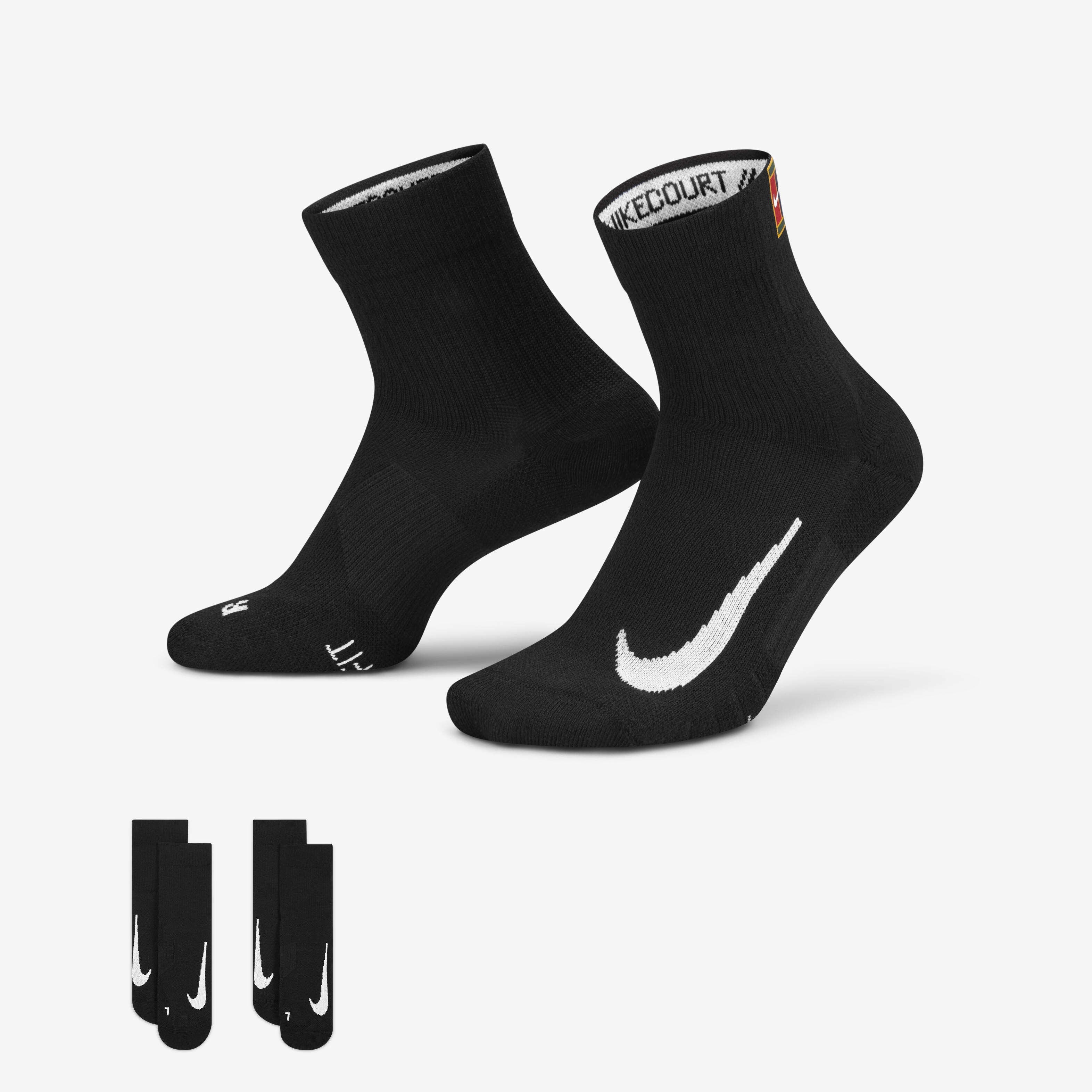 Women's Socks-Nike, NikeCourt Multiplier Max, Tennis Ankle Socks (2 Pairs)